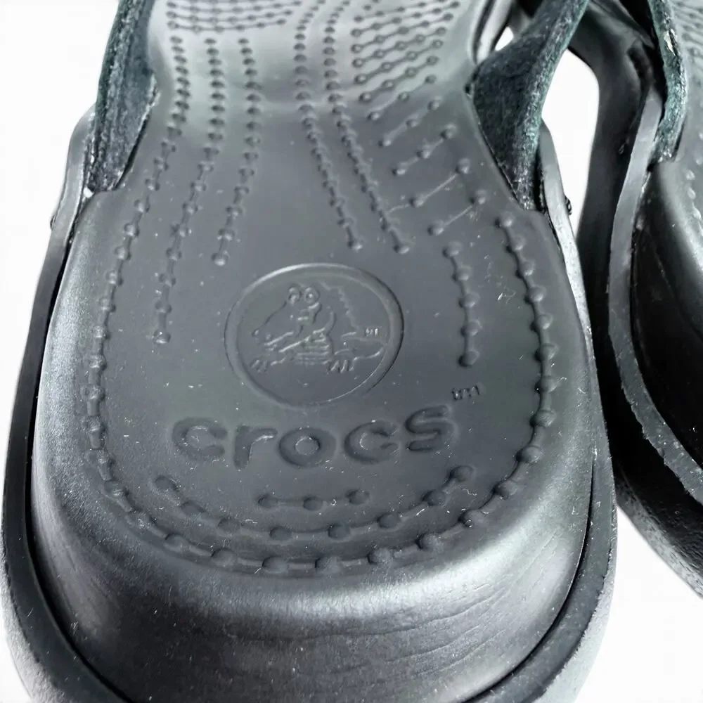 Crocs Womens Sz 5 Black Flip Flop Sandals Thong Comfort Casual Lightweight